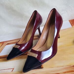 Coach Maroon & Burgundy Patent Leather Pointed-Toe Pumps Size 9.5B.